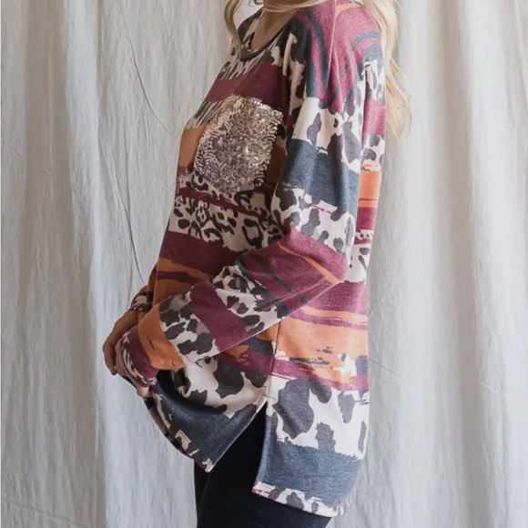 Animal print shirt with sequin pocket - Picture 4 of 4